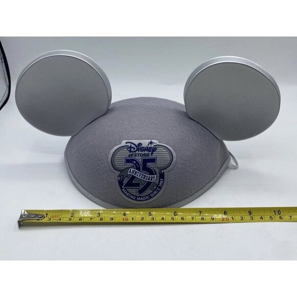 Walt Disney Store 25th Anniversary Silver Gray Mickey Mouse Ears Retro Kidcore - Picture 7 of 14